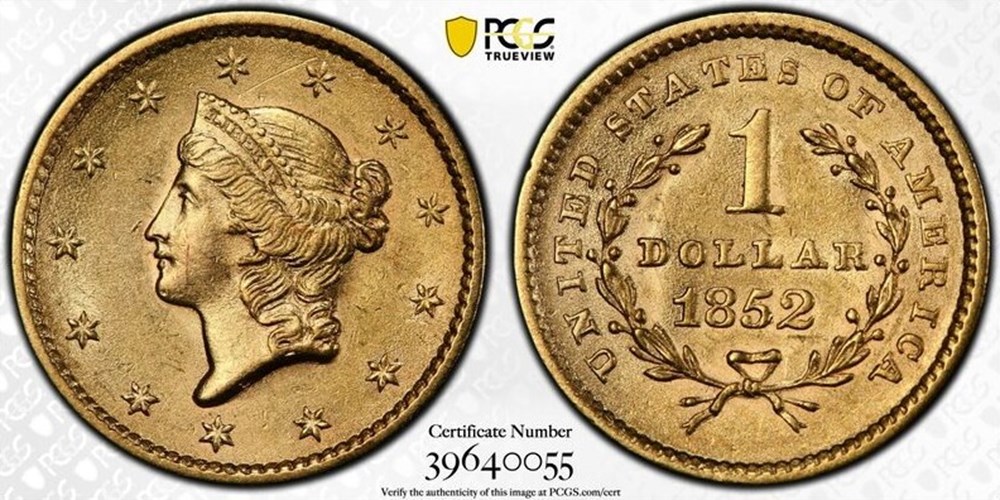 coins world united states 1852 gold dollar type 1 liberty head