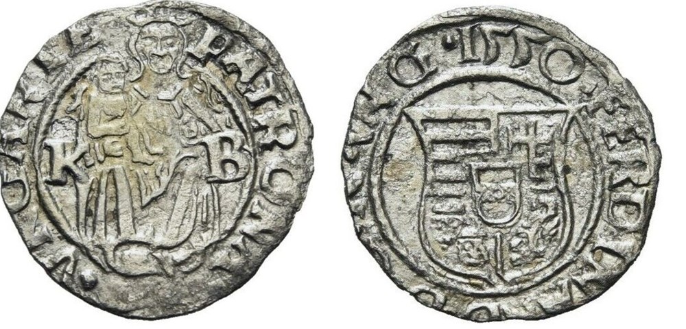 Hungary: 1550-KB silver denar of Ferdinand I, Holy Roman Emperor coins european medieval to empire hungary 1550 kb silver denar of ferdinand i holy roman emperor