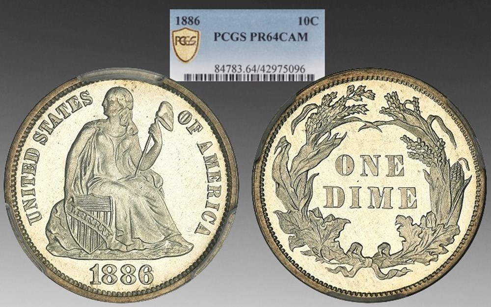 coins united states 1886 silver proof seated liberty dime