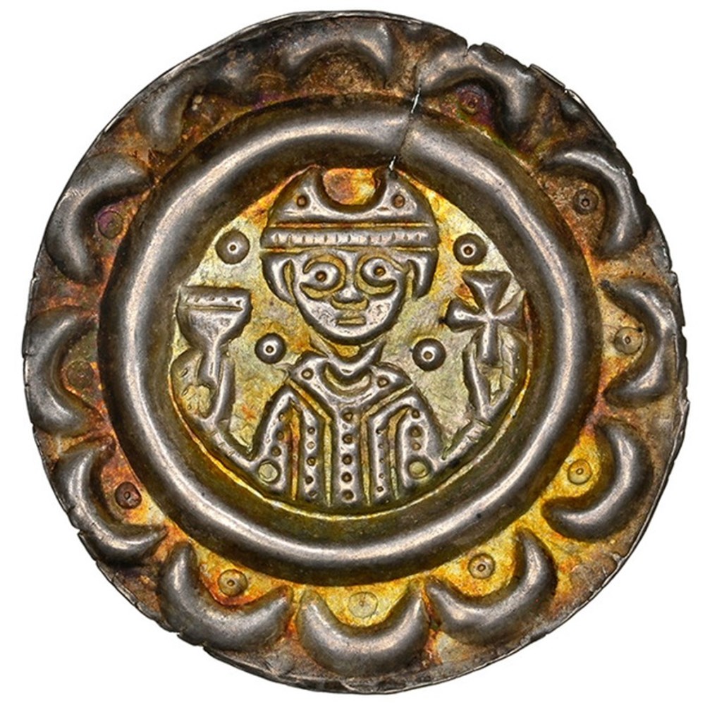 German States (Augsburg): ca. 1184-1202 silver bracteate of Bishop Udalschalk von Eschenlohe 2 coins european medieval to german states augsburg ca 1184 1202 silver bracteate of bishop udalschalk von eschenlohe