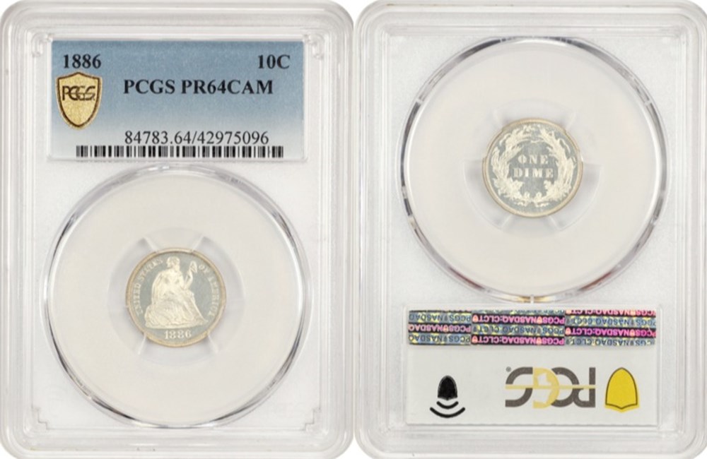 coins united states 1886 silver proof seated liberty dime