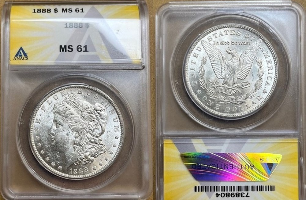 coins world united states 1888 silver morgan dollar anacs ms61