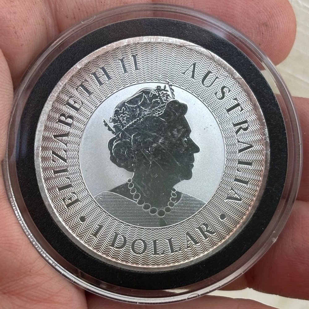 Australia: 2022-P silver dollar of Elizabeth II, Kangaroo bullion coin (1 ounce, .9999 fine) 2 coins world australia 2022 p silver dollar of elizabeth ii kangaroo bullion coin 1 ounce 9999 fine