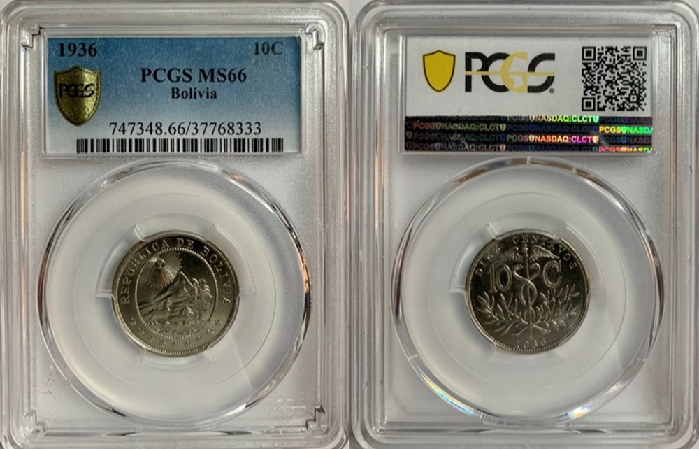 Bolivia: 1936 copper-nickel 10-centavos 5 coins world bolivia 1936 copper nickel 10 centavos
