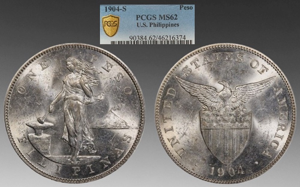 Philippines (U.S. Administration): 1904-S silver peso, large type coins world philippines u s administration 1904 s silver peso large type