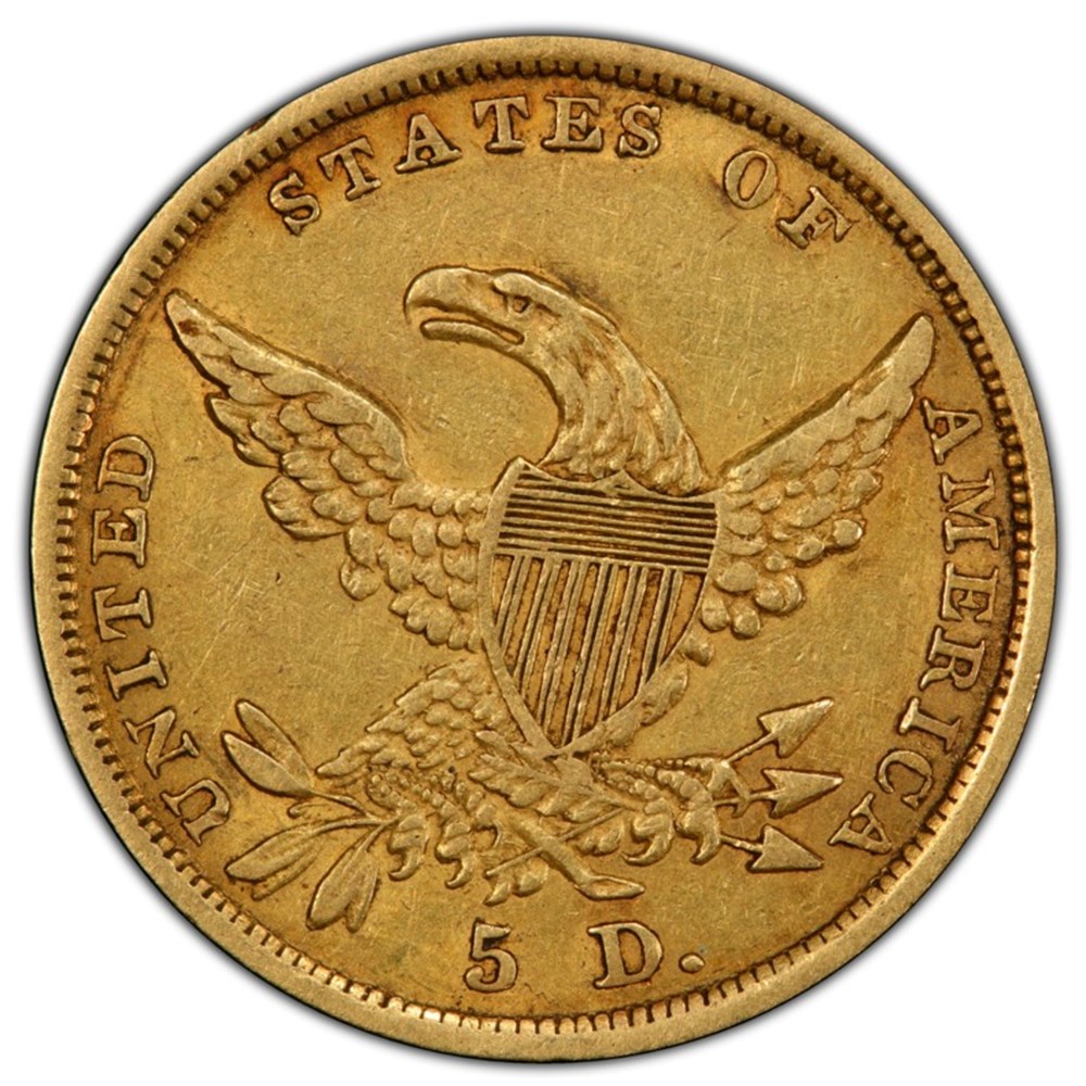 United States: 1836 gold Classic Head half-eagle ($5.00) 4 coins united states 1836 gold classic head half eagle 5 00