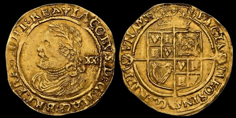 England: ca. 1623-1624 gold Laurel of James I, third coinage, lis mintmark 2 coins european medieval to kingdom england ca 1623 1624 gold laurel of james i third coinage lis mintmark