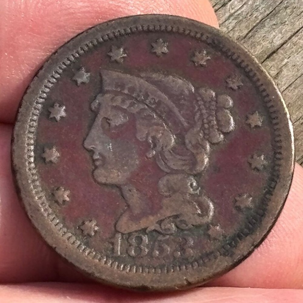coins world united states 1853 copper braided hair large cent