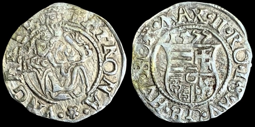 Hungary: silver “Madonna & Child” denar of Rudolf II, 1577-KB 2 coins european medieval to hungary silver madonna child denar of rudolf ii 1577 kb