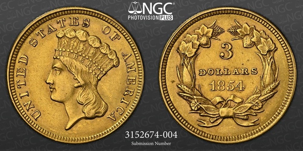 coins world united states 1854 gold 3 dollar piece indian princess