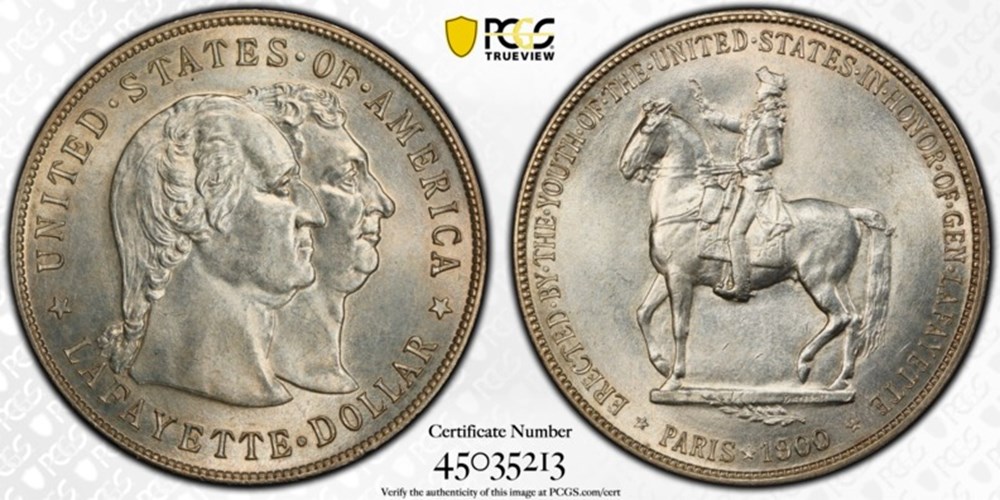 United States: 1900 silver Lafayette commemorative dollar 2 coins world united states 1900 silver lafayette commemorative dollar