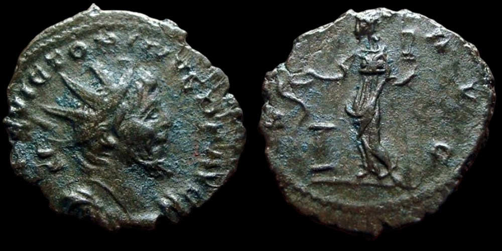 Roman Empire (Gallic Secessionist): bronze antoninianus of Victorinus, Cologne mint, ca. 270-271 AD 2 coins ancient romans imperial and republican roman empire gallic secessionist bronze antoninianus of victorinus cologne mint ca 270 271 ad