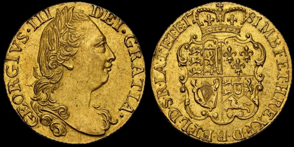 Great Britain: 1781 gold "Rose" type guinea of George III 2 coins world united kingdom great britain 1781 gold rose type guinea of george iii