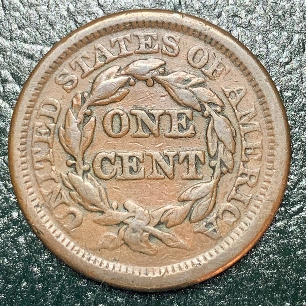 coins world united states 1856 copper braided hair large cent slanted 5 variety