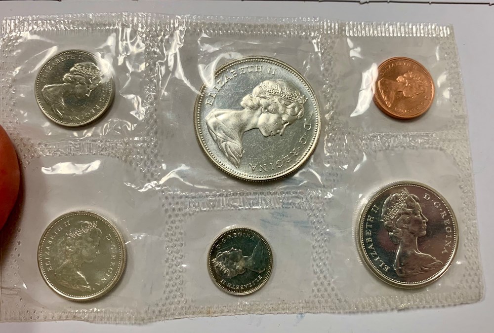 (5 coins) Canada: 1967 Canadian Centennial prooflike set (w/3 silver coins, original mint packaging) 5 coins canada 1967 canadian centennial prooflike set w 3 silver coins original mint packaging