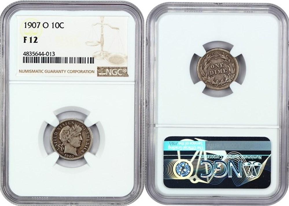 coins world united states silver barber dime 1907 o
