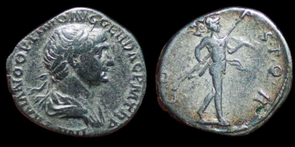 Roman Empire: silver denarius of Trajan, ca. 98-117 AD; Mars advancing 2 coins ancient to romans imperial and republican roman empire silver denarius of trajan ca 98 117 ad mars advancing