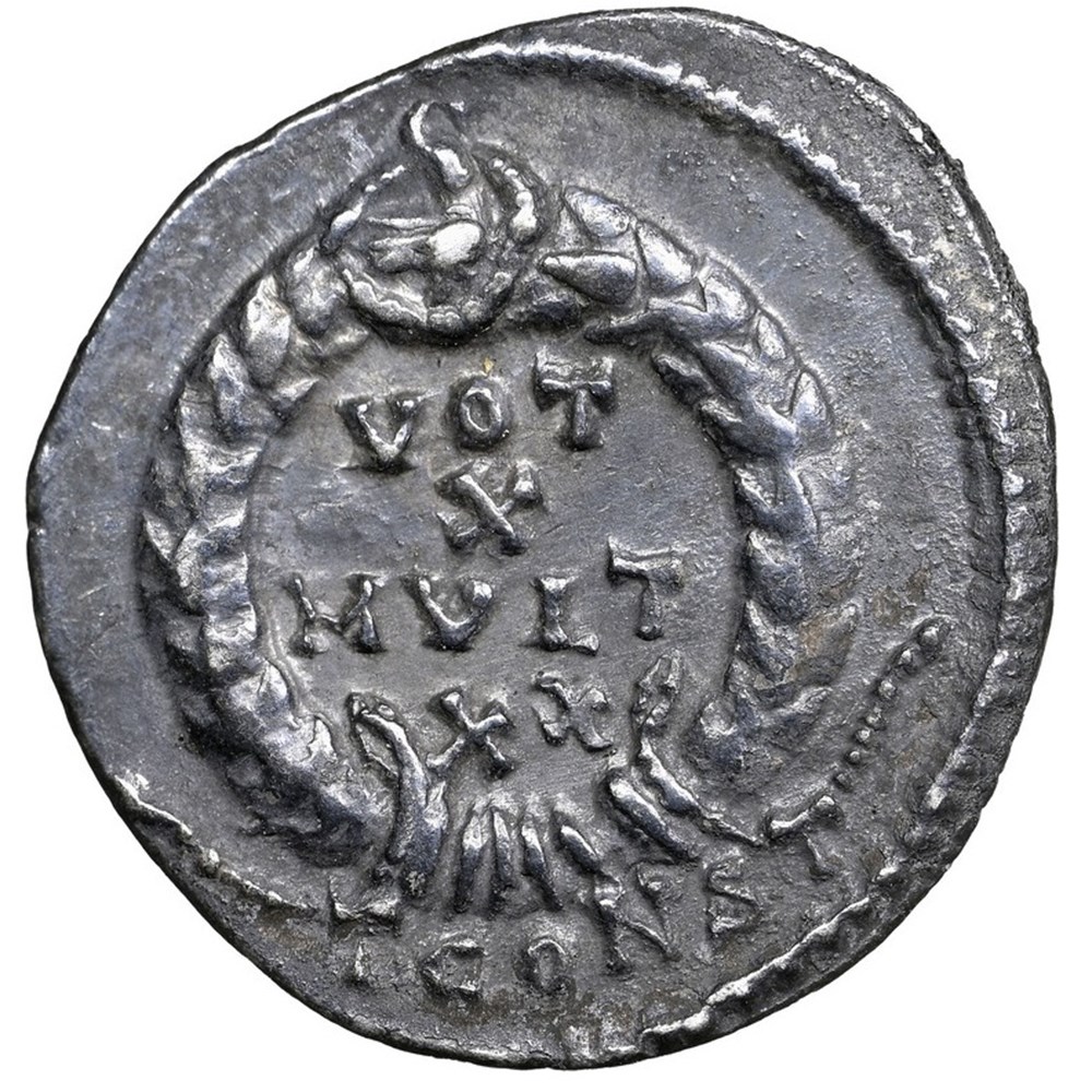 Roman empire: ca. 360-363 AD silver siliqua of Julian II; found in 1887 in the East Harptree Hoard 4 coins roman empire ca 360 363 ad silver siliqua of julian ii found in 1887 in the east harptree hoard