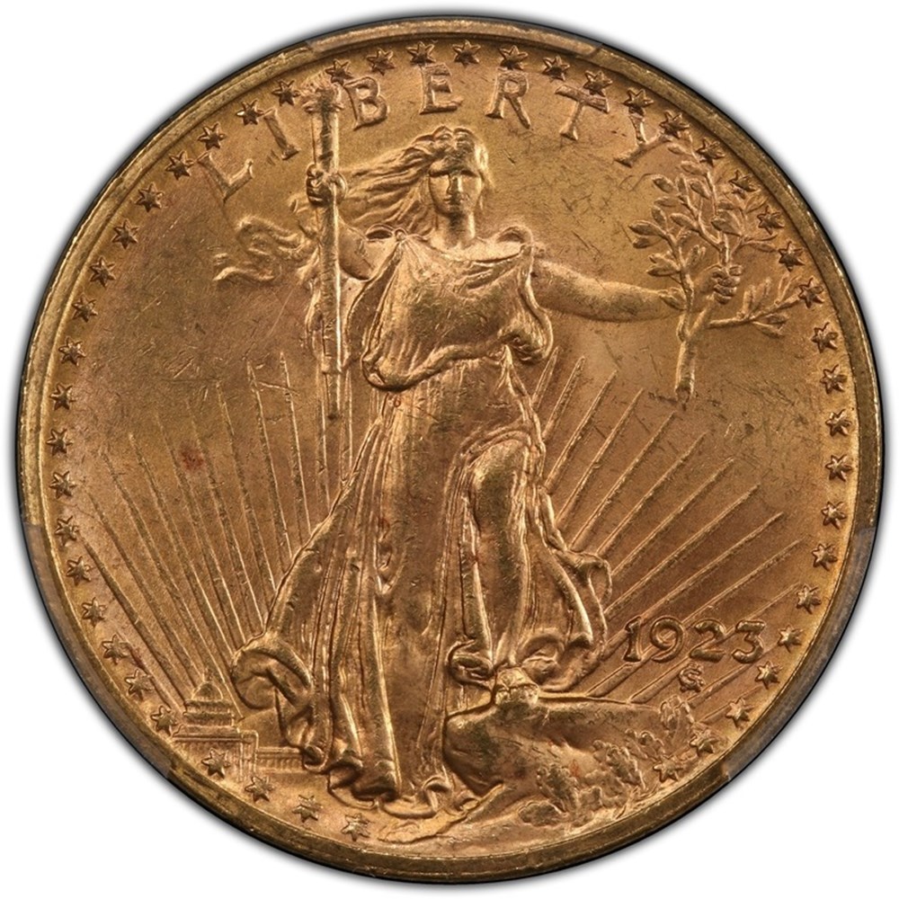 United States: 1923 gold Saint-Gaudens double eagle ($20.00), With Motto 3 coins united states 1923 gold saint gaudens double eagle 20 00 with motto