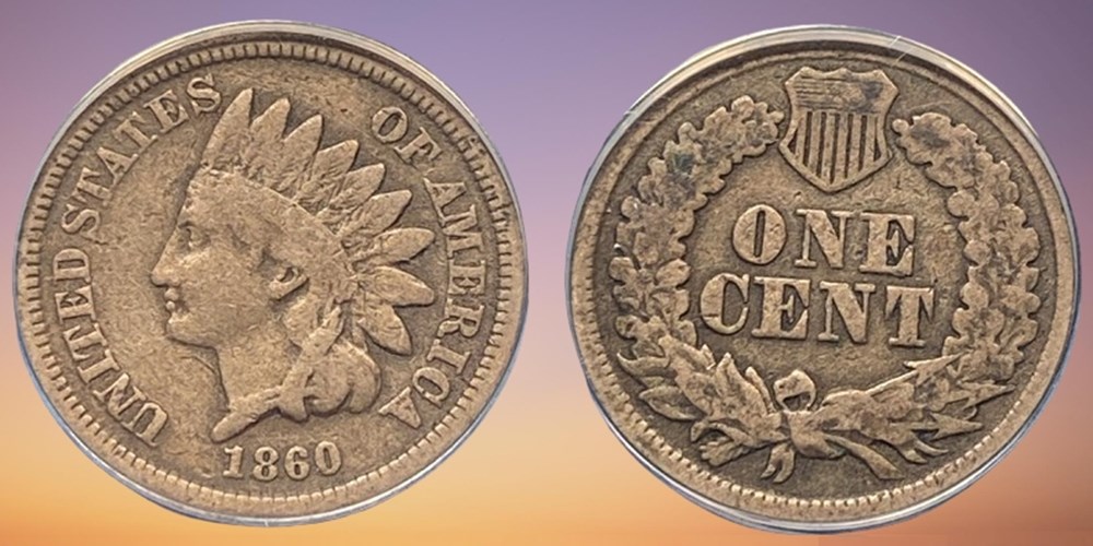 United States: copper-nickel Indian Head cent, 1860, Type 2; Rounded Bust variety 2 coins world united states copper nickel indian head cent 1860 type 2 rounded bust variety
