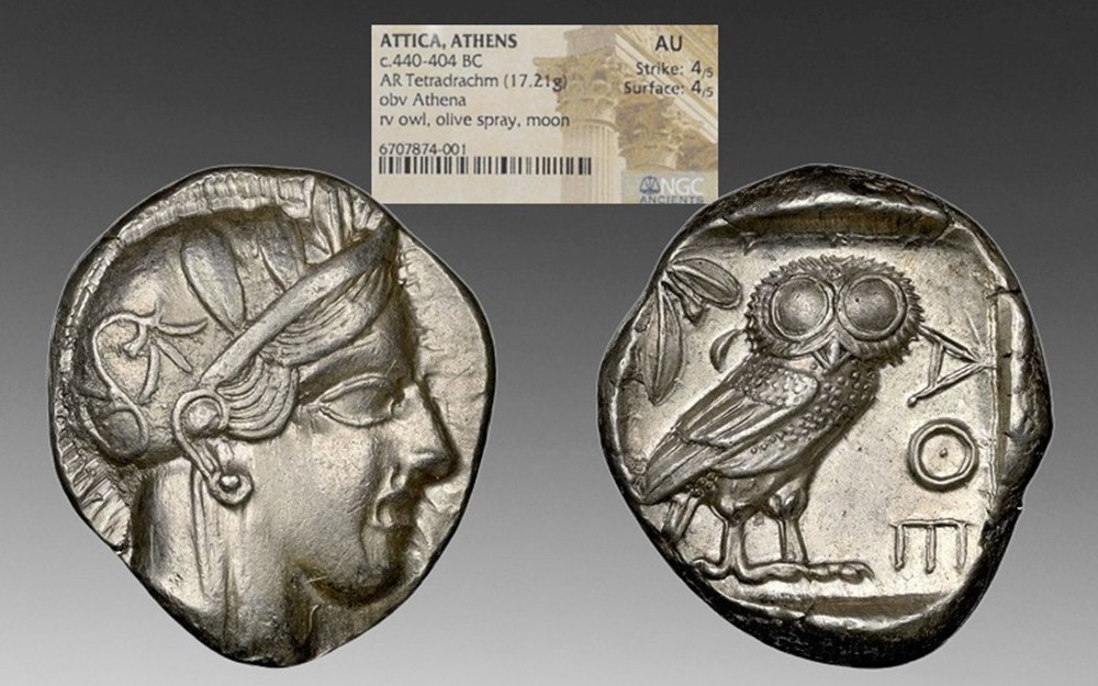 Greece (Attica): ca. 440-404 BC silver "Owl" tetradrachm of Athens coins ancient to greek greece attica ca 440 404 bc silver owl tetradrachm of athens