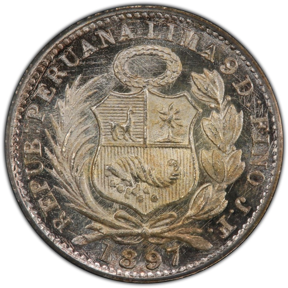 coins world peru 1897 jf silver half dinero