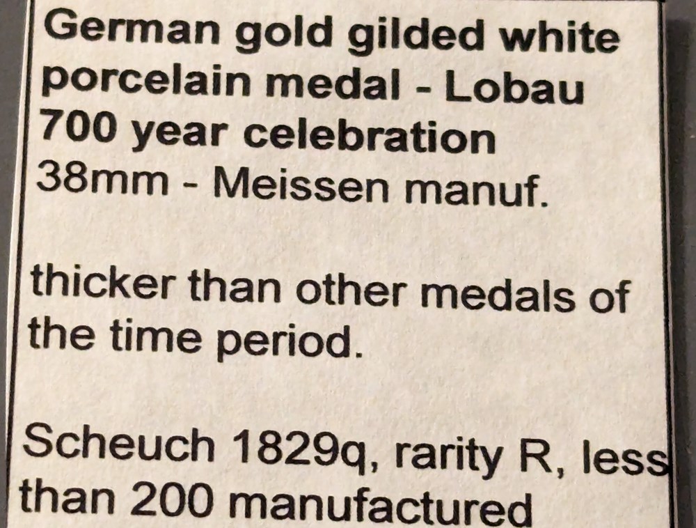 Germany (Löbau): 1921 white gilt porcelain medal, 700th anniversary 4 coins exonumia tokens weights germany lobau 1921 white gilt porcelain medal 700th anniversary