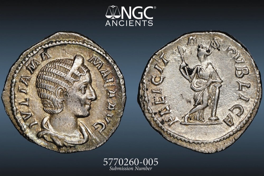 Roman Empire: silver denarius of Julia Mamaea, mother of
