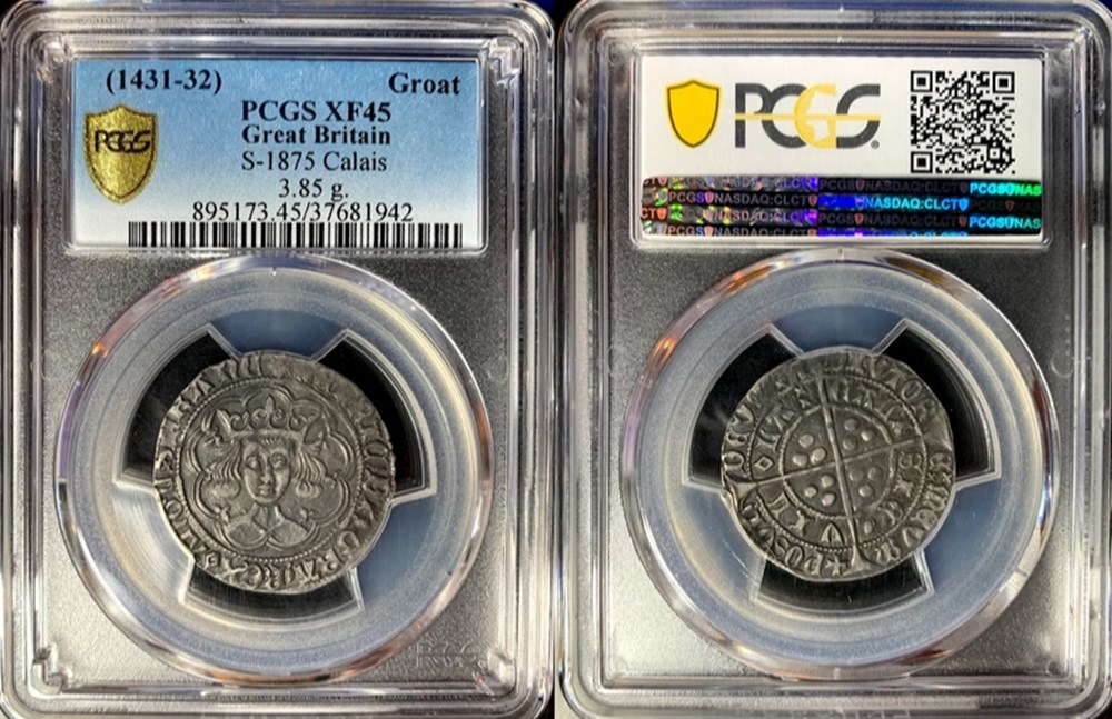 England: ca. 1431-1432 silver groat of Henry VI, from the Reigate Hoard found in Surrey 5 coins european medieval to kingdom england ca 1431 1432 silver groat of henry vi from the reigate hoard found in surrey