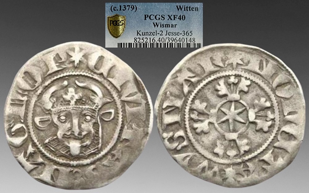 German States (Mecklenburg-Wismar): silver witten, struck after the Wendish Coinage Union of 1379 coins european medieval to other german states mecklenburg wismar silver witten struck after the wendish coinage union of 1379