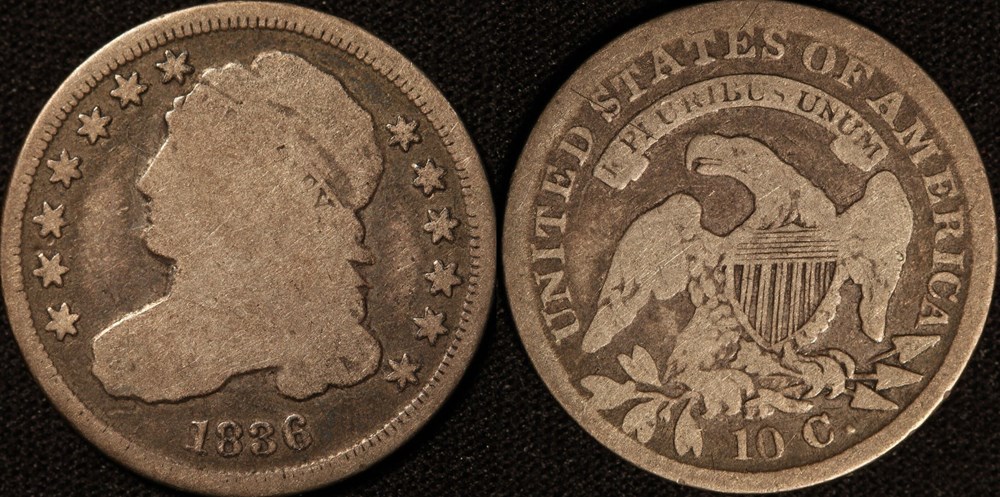 coins world united states 1836 silver capped bust dime
