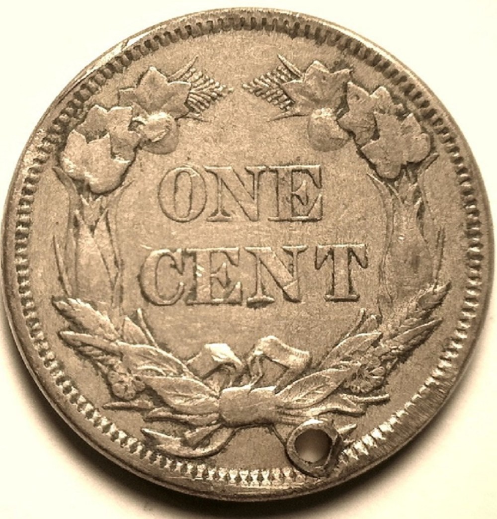 coins world united states usa 1858 flying eagle cent holed