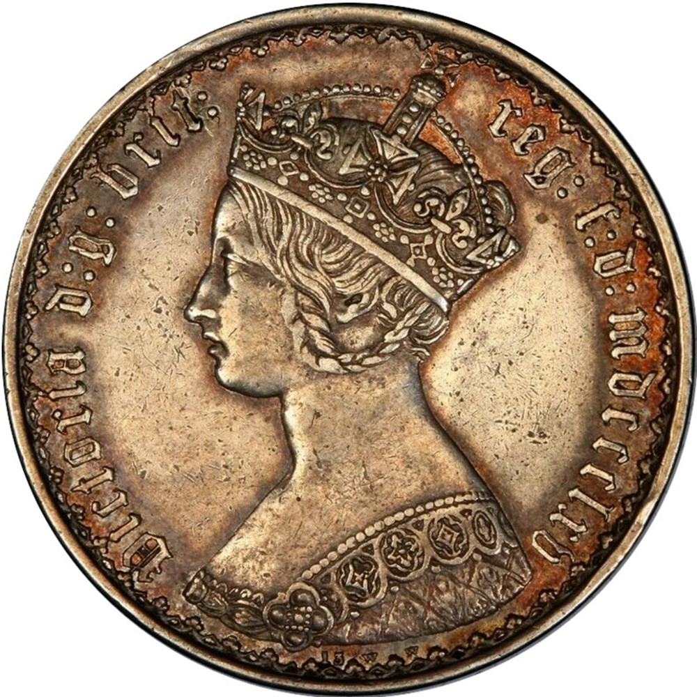 coins world united kingdom great britain 1865 silver florin of queen victoria gothic type die 13