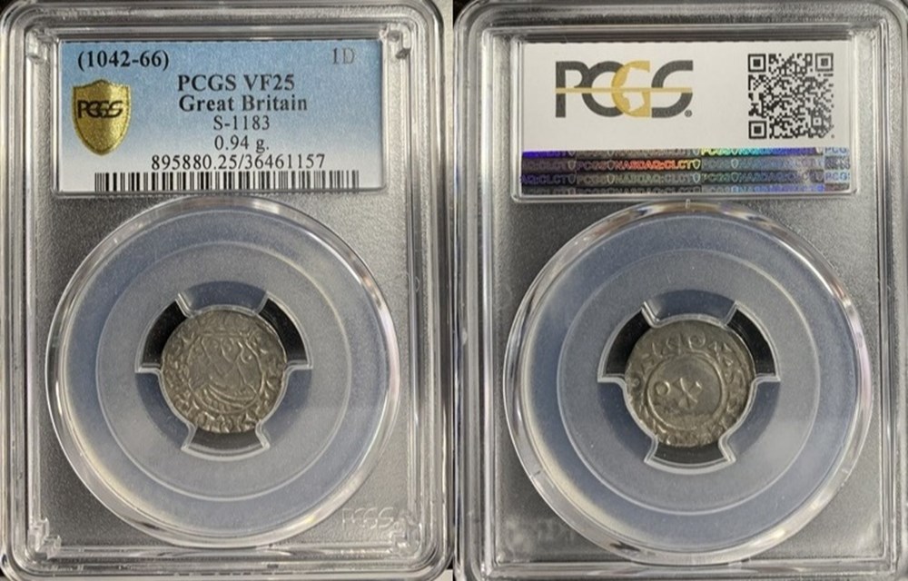 England (Anglo-Saxon): ca. 1062-1065 silver penny of Edward the Confessor 5 coins european medieval to kingdom great britain england anglo saxon ca 1062 1065 silver penny of edward the confessor