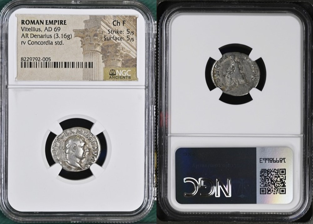 Roman Empire: 69 AD silver denarius of Vitellius 5 coins ancient to romans imperial and republican roman empire 69 ad silver denarius of vitellius