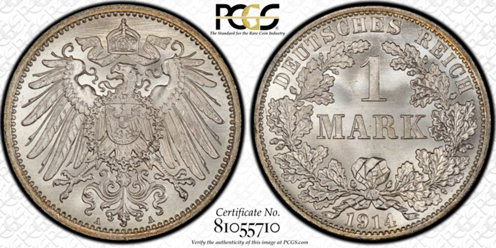 Germany (Imperial): silver mark, 1914-A 2 coins world germany imperial silver mark 1914 a