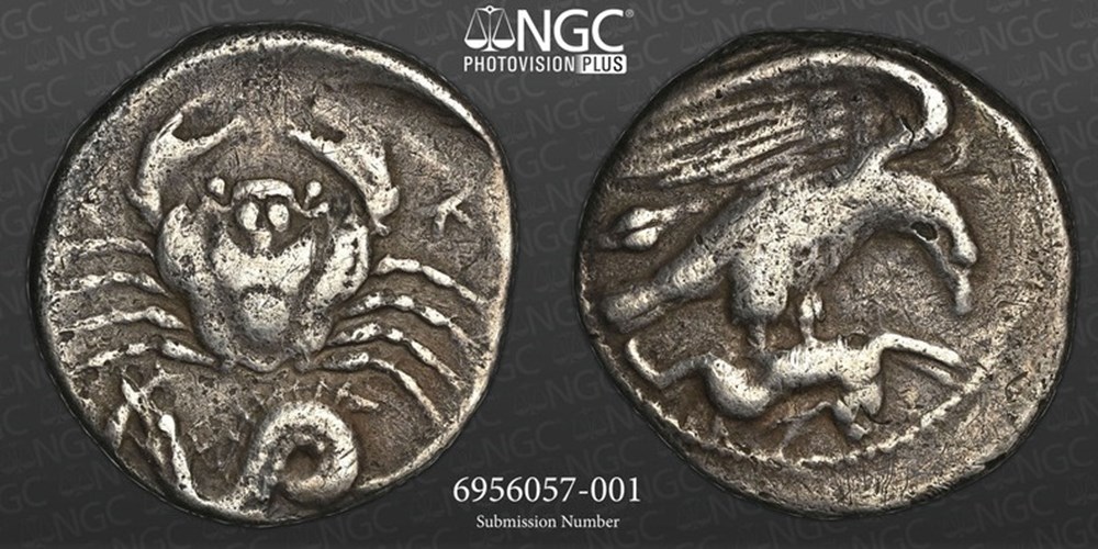 Greece (Sicily, Akragas): ca. 425-406 BC silver hemidrachm 2 coins ancient to greek greece sicily akragas ca 425 406 bc silver hemidrachm