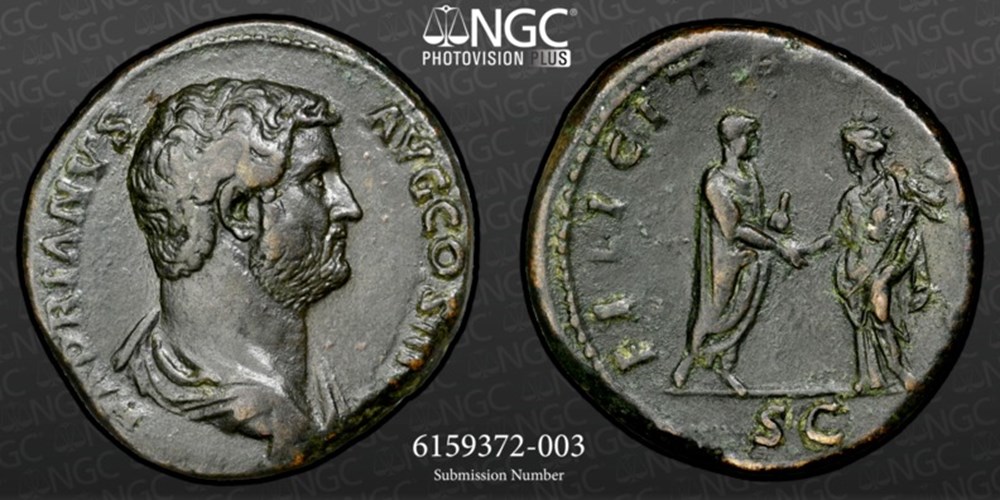 coins roman empire ca 117 138 ad bronze sestertius of hadrian