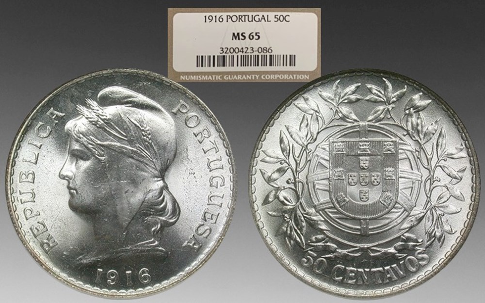 Portugal: silver 50 centavos, 1916 coins world portugal silver 50 centavos 1916