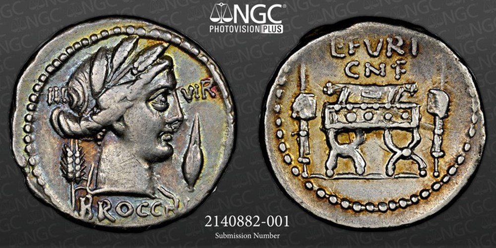 coins ancient to romans imperial and republican roman republic ca 63 bc silver denarius of l furius brocchus