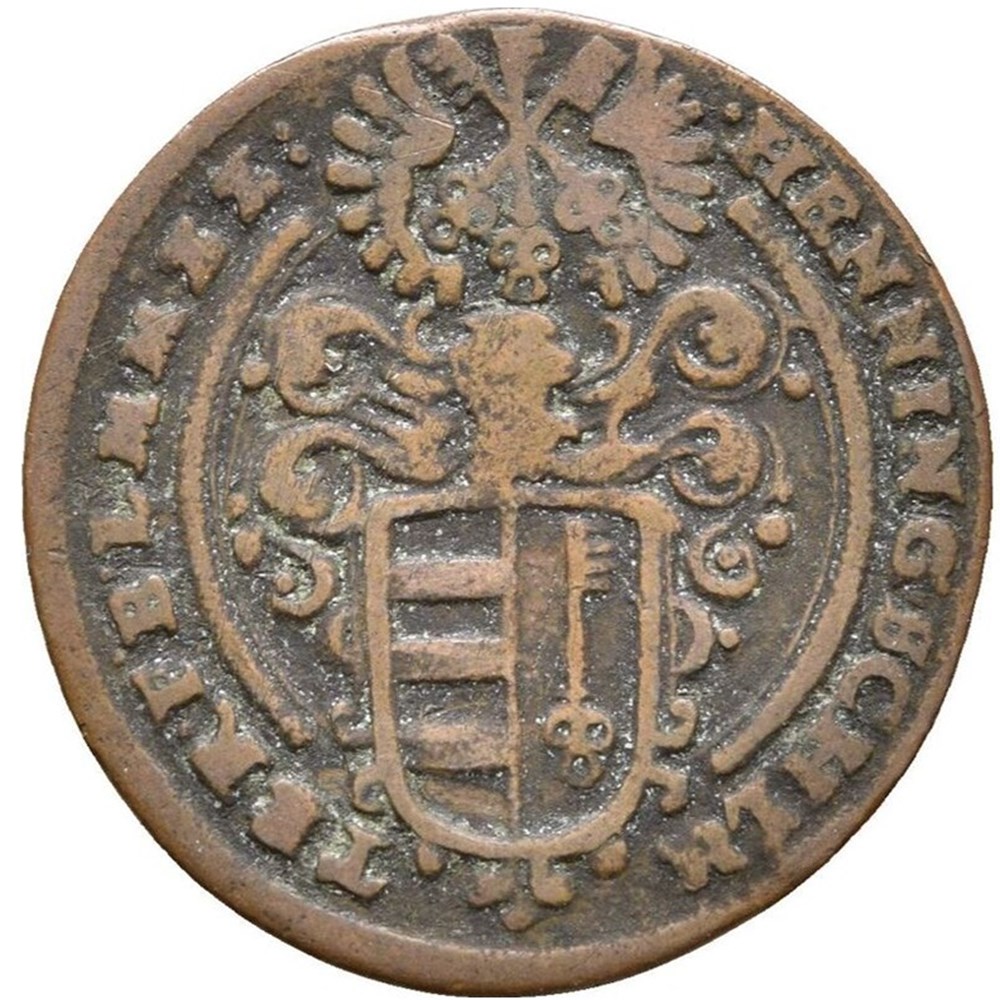 coins exonumia tokens weights germany harz zellerfeld 1625 1672 copper rechenpfennig by henning schluter skull hourglass