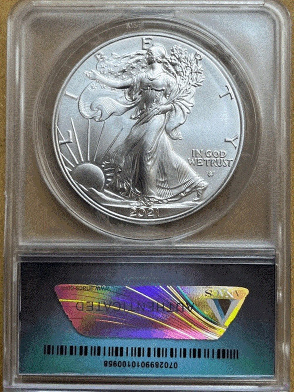 United States: 2021(S) Silver Eagle, Type II, first day issue (ANACS MS70) 3 coins world united states 2021 s silver eagle type ii first day issue anacs ms70