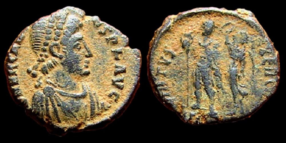 coins ancient romans imperial and republican eastern roman empire bronze 3 of arcadius ca 395 408 ad antioch mint victory reverse
