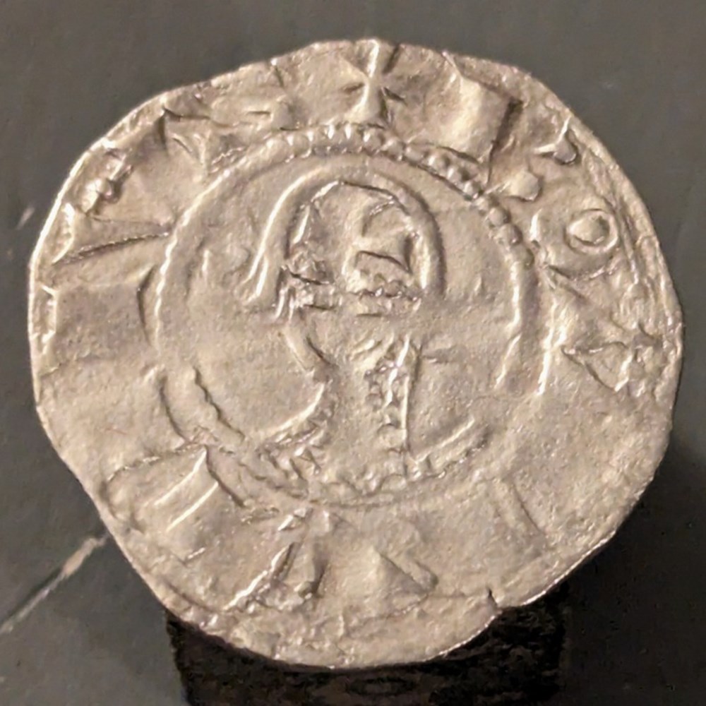Crusader States: ca. 1163-1201 AD silver "helmet" denier of Bohemond III of Antioch 2 coins european medieval to crusader states ca 1163 1201 ad silver helmet denier of bohemond iii of antioch