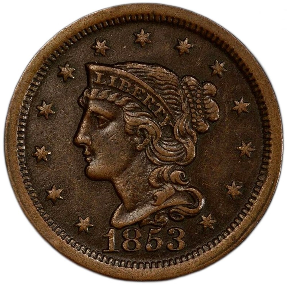 United States: 1853 copper Braided Hair large cent - Coins - World