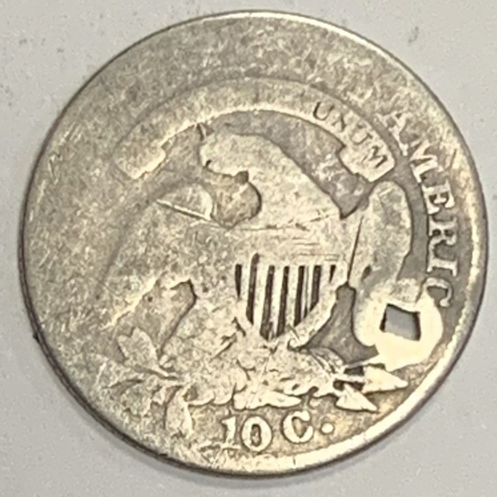 USA: 1833 Capped Bust dime, holed coins world united states usa 1833 capped bust dime holed