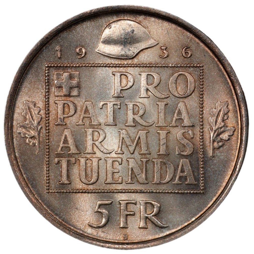 Switzerland: silver 5 francs, Armament commemorative, 1936-B 4 coins world switzerland silver 5 francs armament commemorative 1936 b