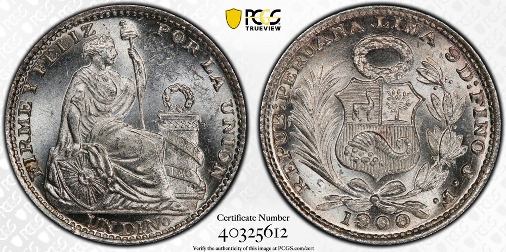 coins world peru 1900 jf silver dinero 1900 898 overdate pcgs ms64