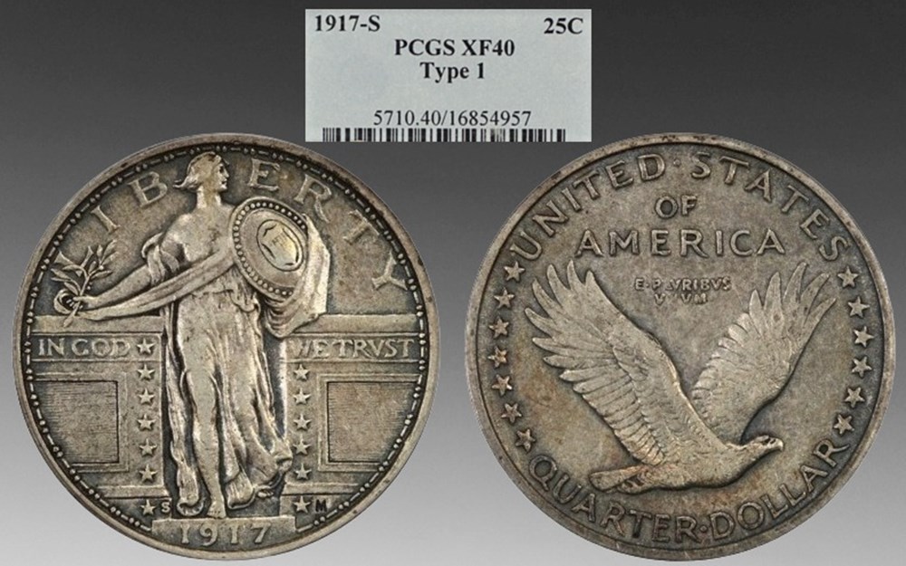 coins united states 1917 s silver standing liberty quarter type 1