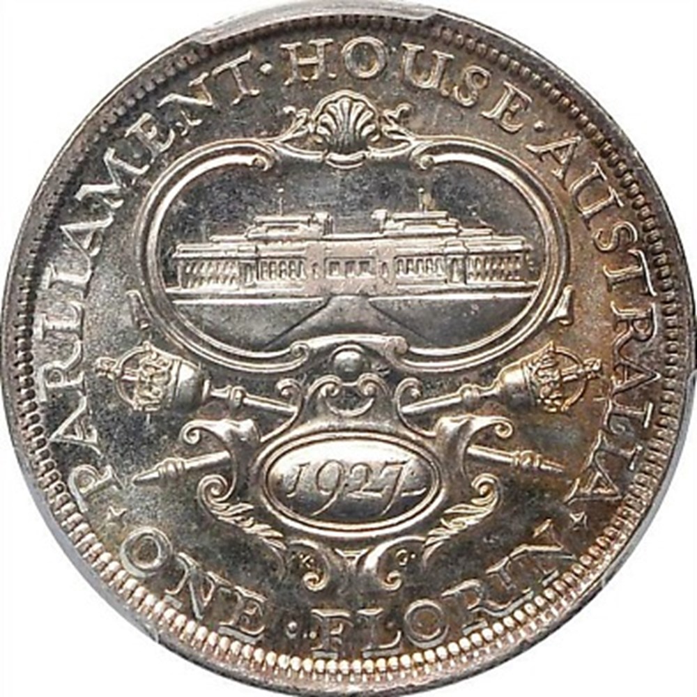 coins world australia 1927 silver florin of george v canberra parliament house commemorative melbourne mint